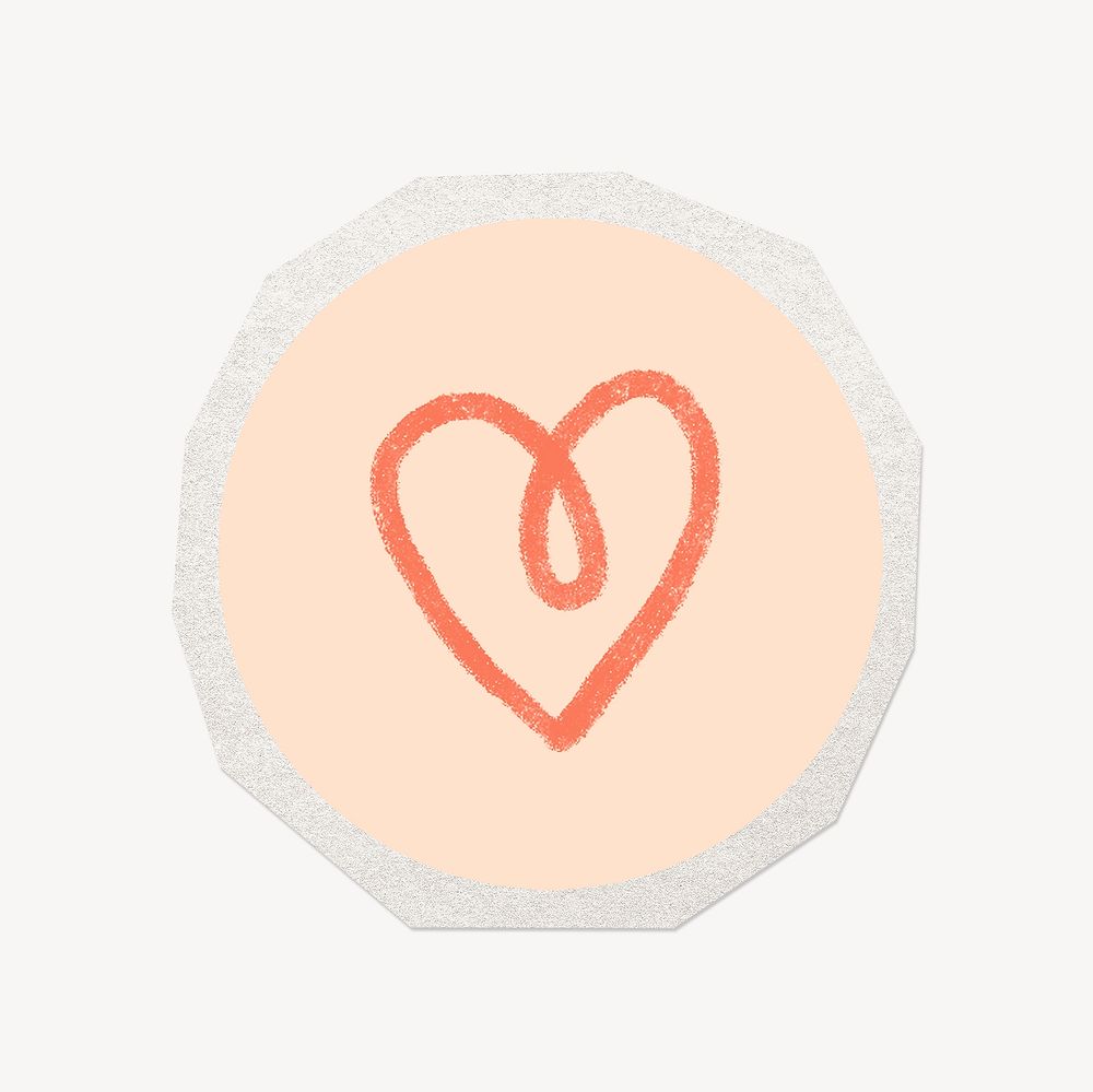 Heart icon, love clipart sticker, paper craft collage element