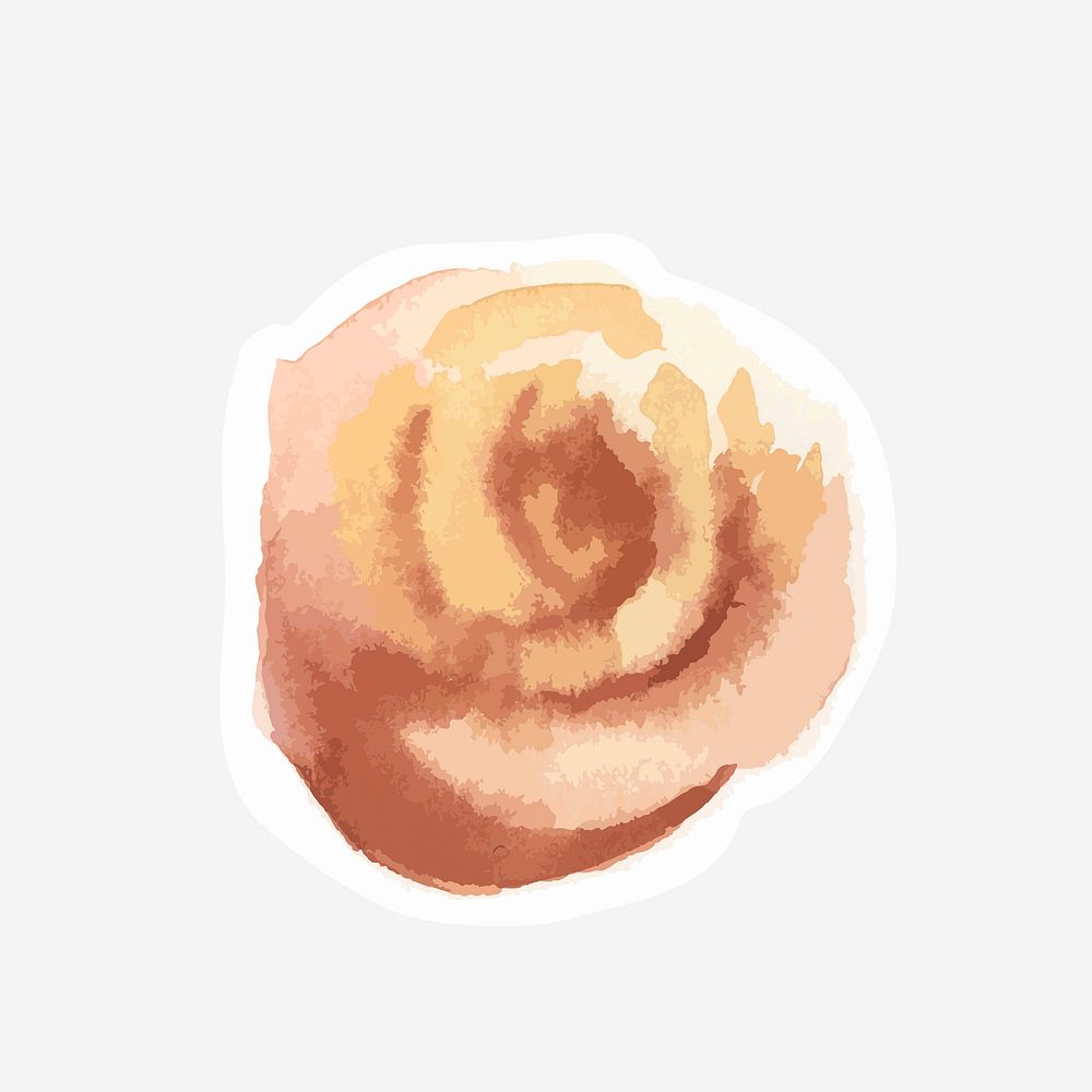 Classic golden rose vector hand drawn watercolor flower