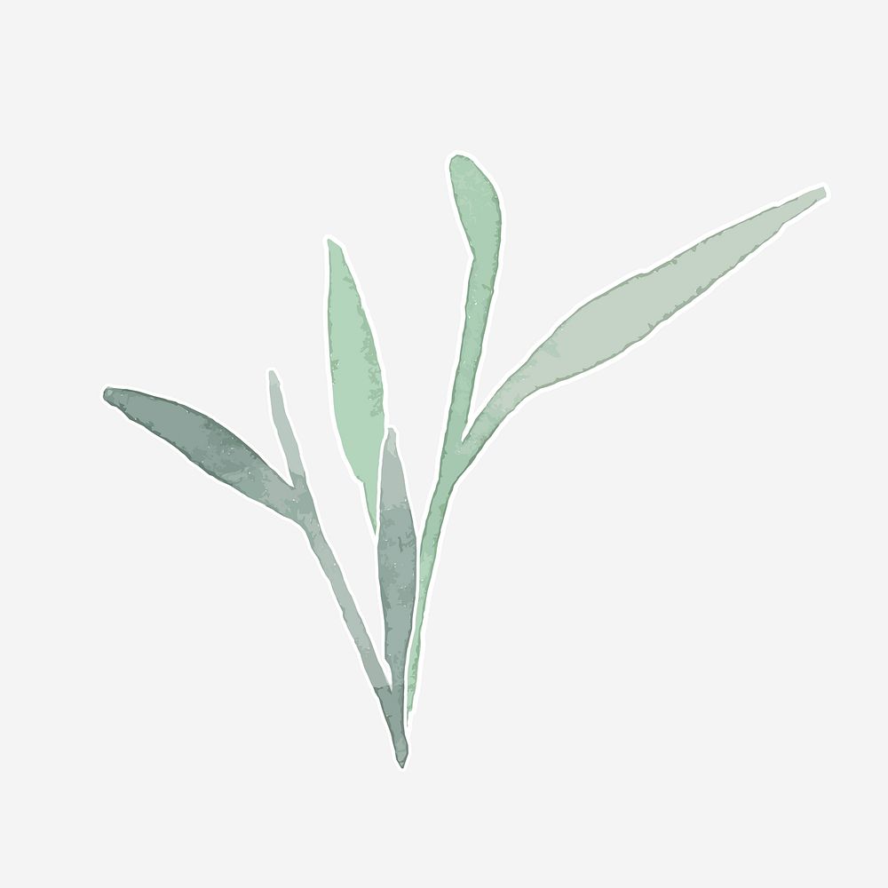 Green plant vector watercolor diary sticker