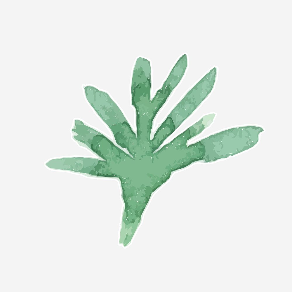 Green plant psd watercolor journal sticker