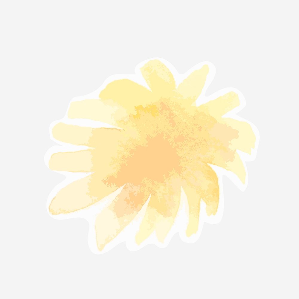 Yellow floral psd flower drawing element graphic