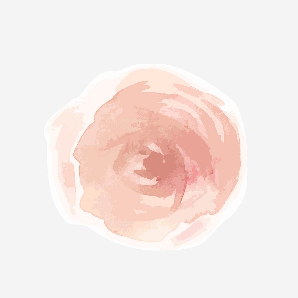Watercolor pink peony vector hand drawn sticker element