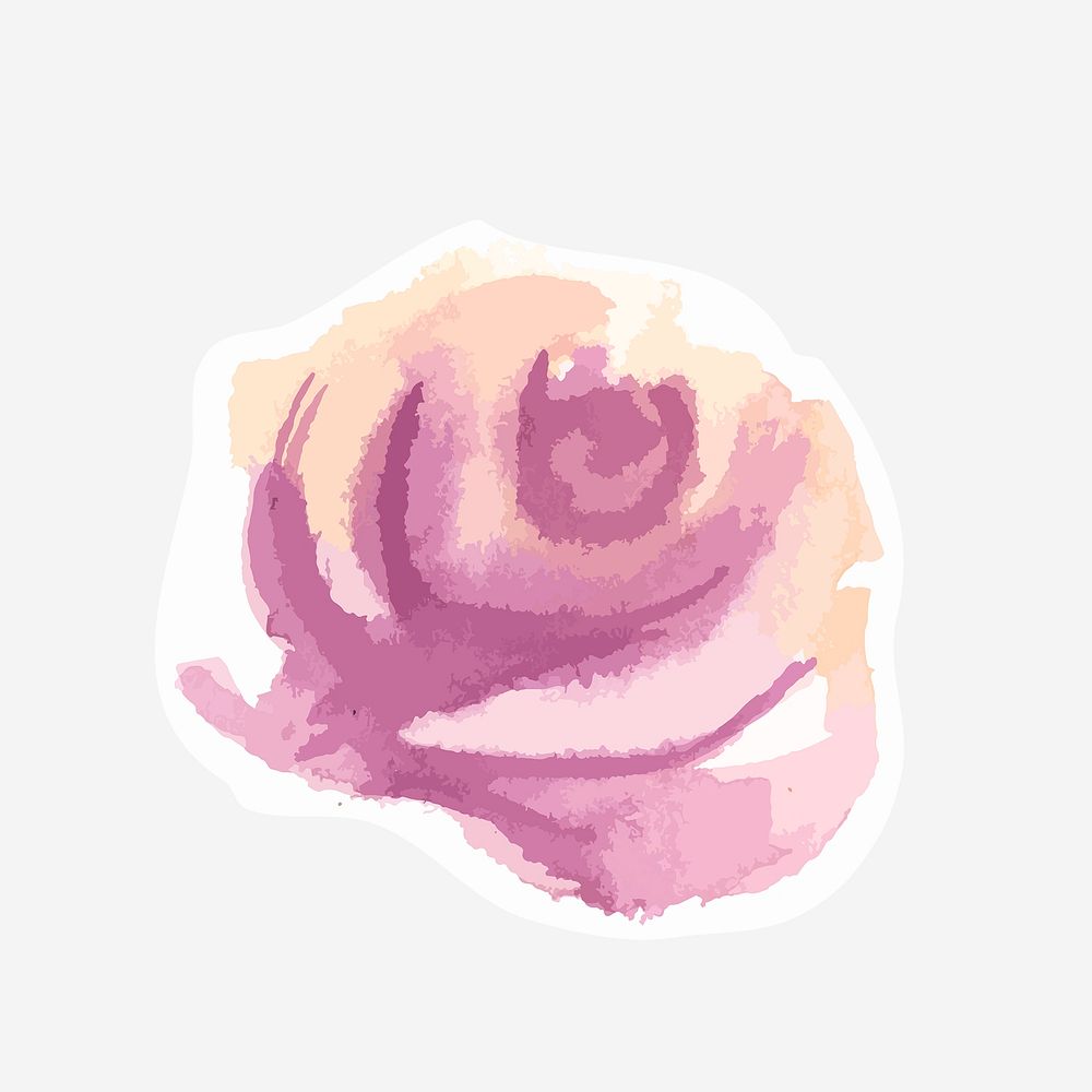 Classic purple rose psd hand drawn watercolor flower