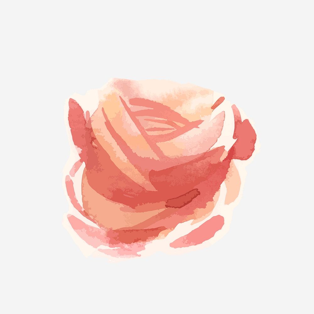 Watercolor red rose flower psd hand drawn sticker element