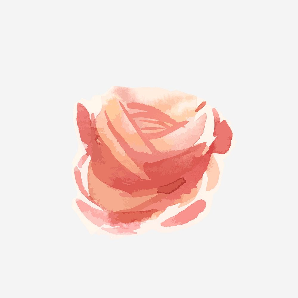 Red rose vector watercolor diary sticker