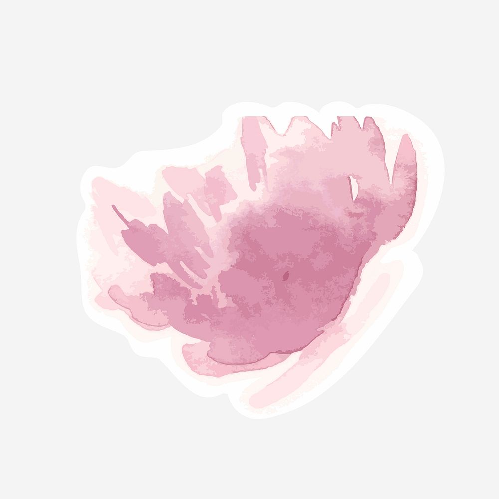 Watercolor pink floral vector hand drawn sticker element