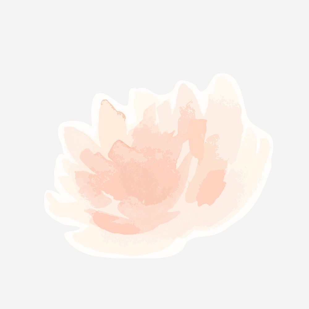 Watercolor peony vector hand drawn sticker element