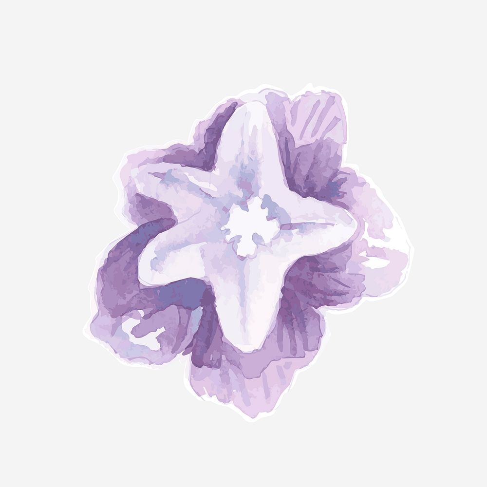 Watercolor violet floral vector hand drawn sticker element