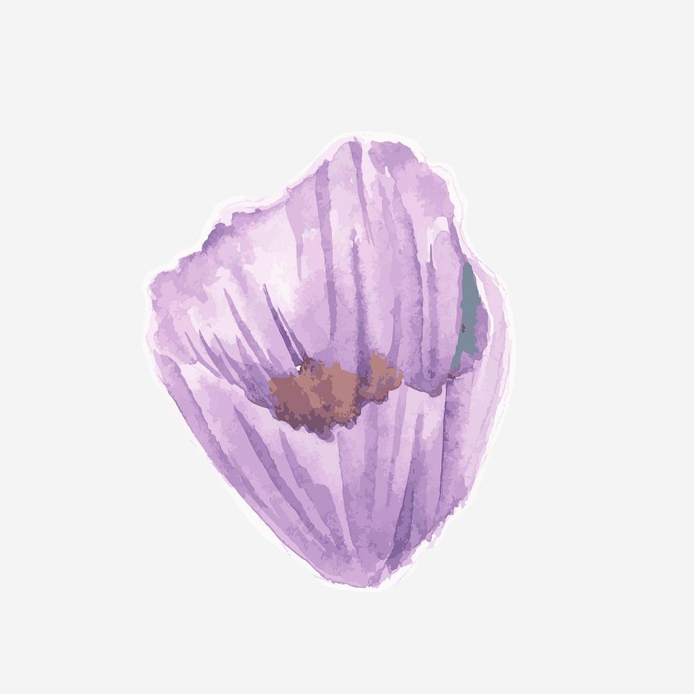 Purple flower psd watercolor decorative sticker