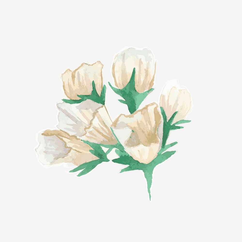 Beautiful floral psd hand drawn watercolor flower
