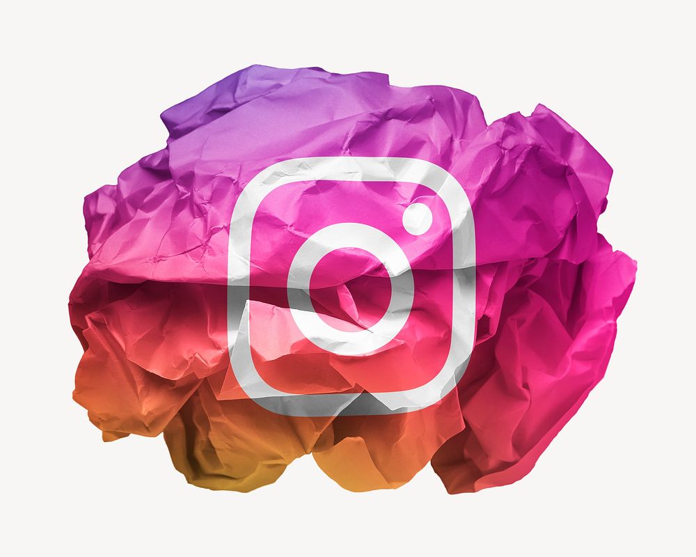 Instagram icon for social media in crumpled paper. 25 MAY 2022 - BANGKOK, THAILAND