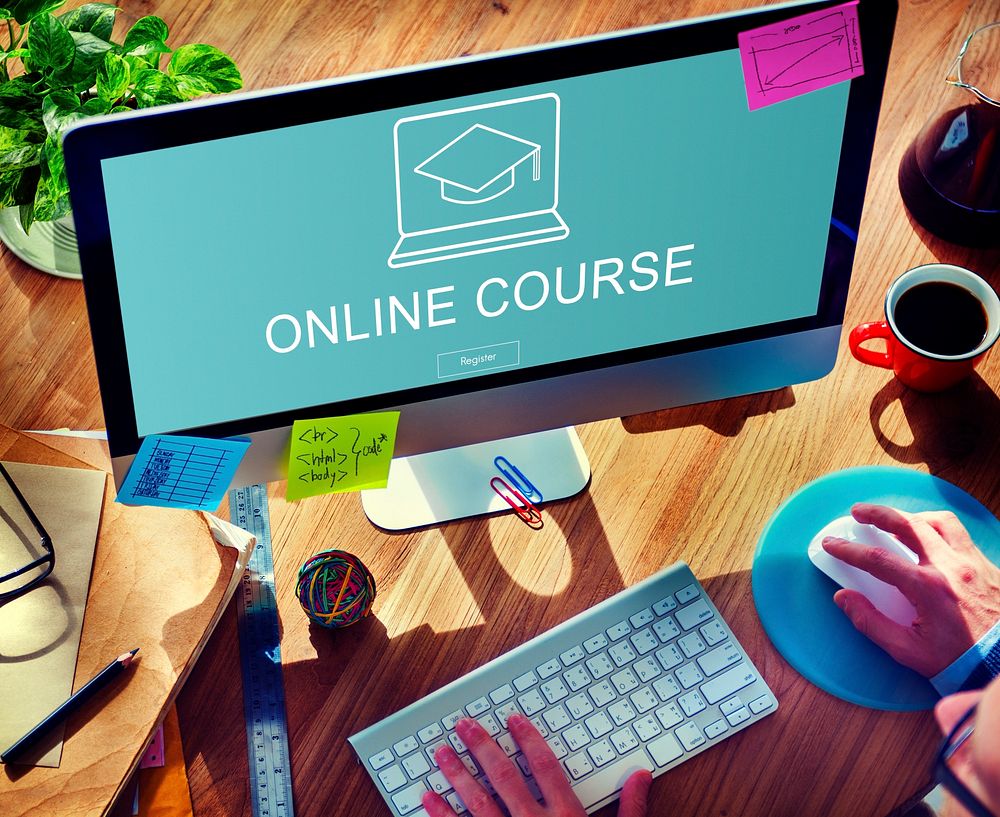 Online Education Graduation Cap Graphics Concept