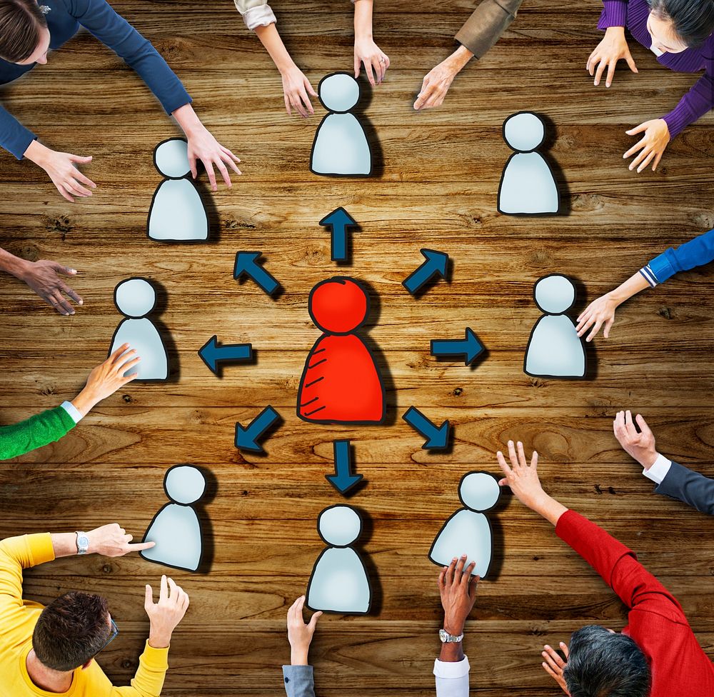 Group of Diverse People with Networking Symbol