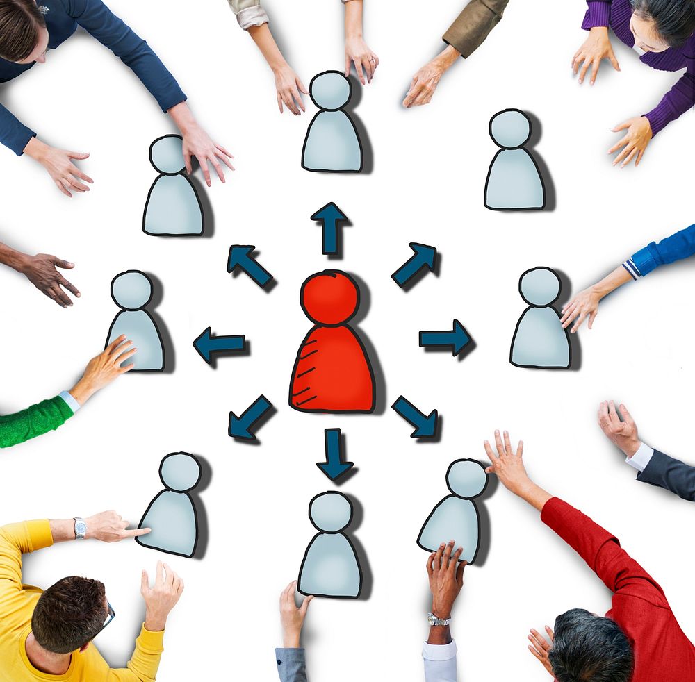 Group of Diverse People with Networking Symbol