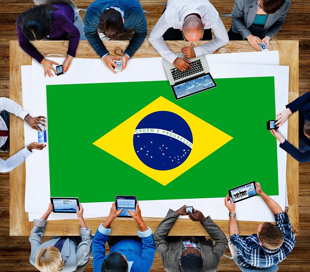 Brazil National Flag Business Communication Meeting Concept