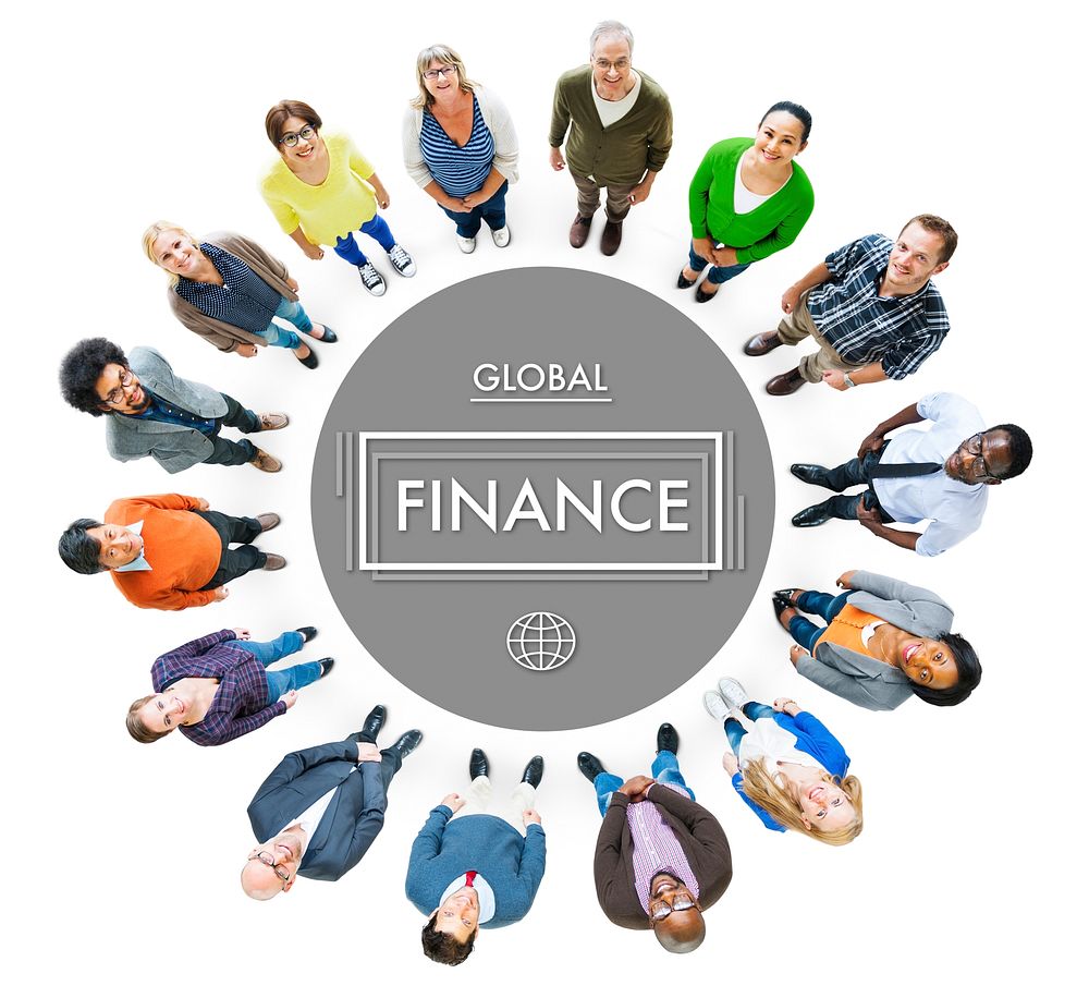 Diverse People Looking Up and Global Finance Concept