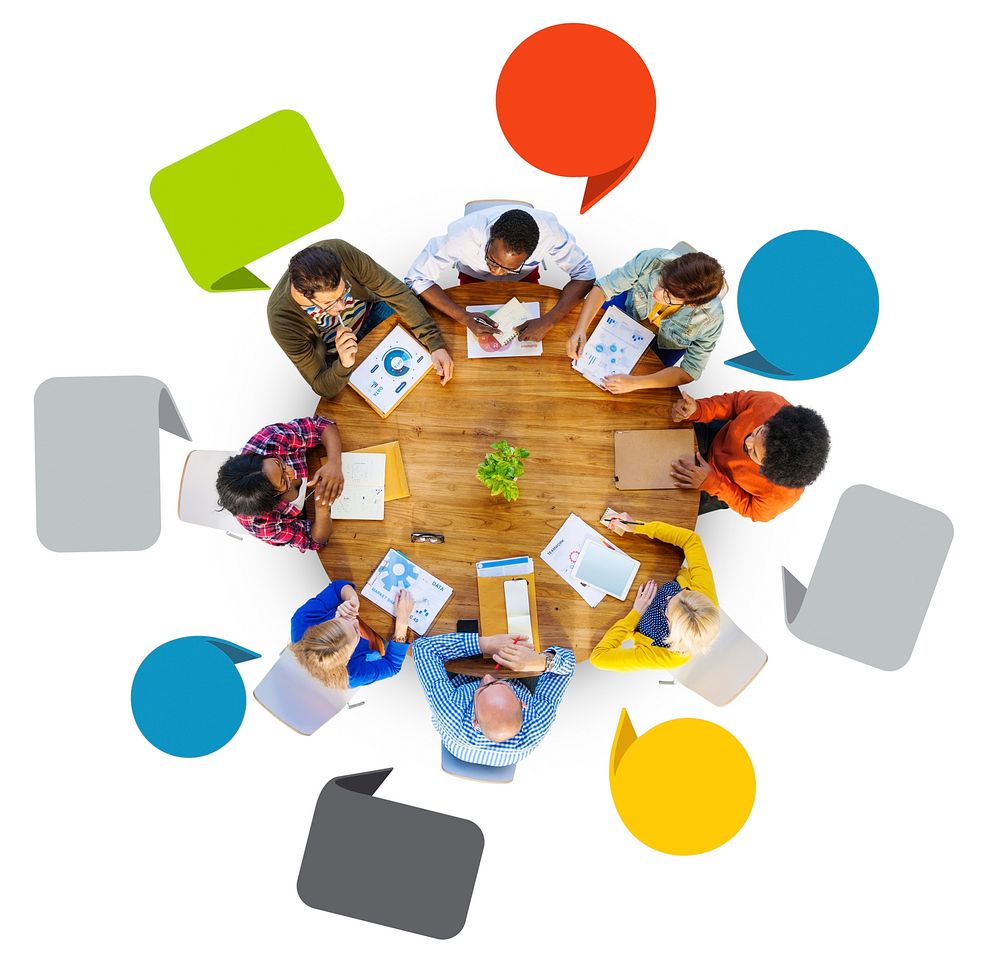 Brainstorming Discussing Planning Teamwork Variation Diverse Ethnic Concept