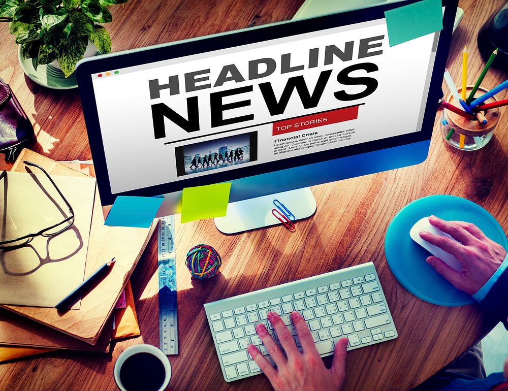 Online Headline News Internet Working Office Concept