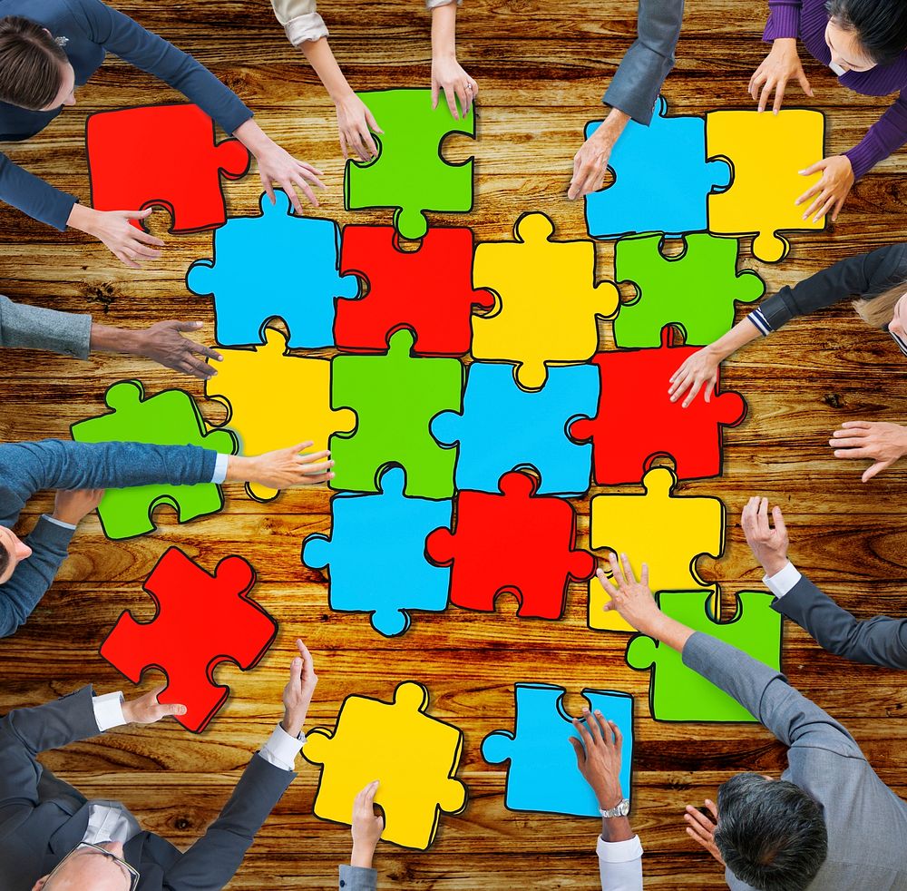 Jigsaw Puzzle Brainstorming Business Reaching Thinking Strategy Concept