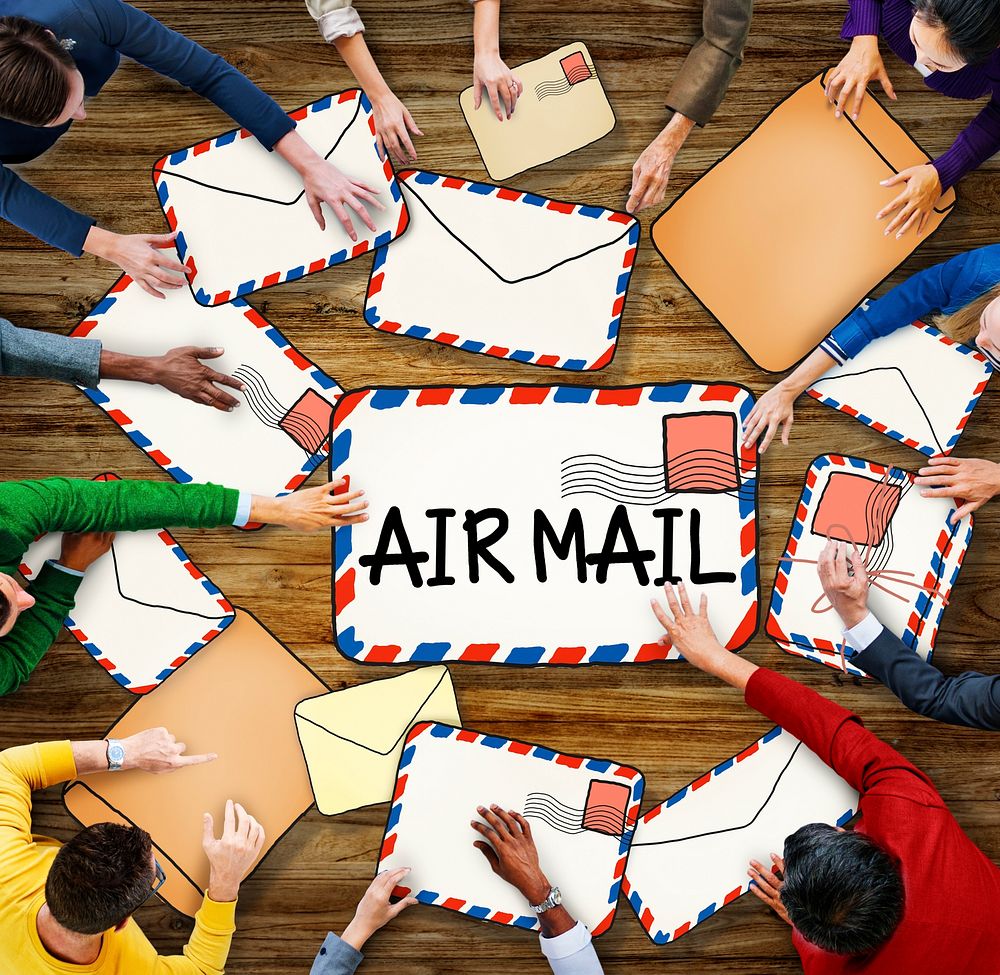Multiethnic Group of People with Air Mail Concept
