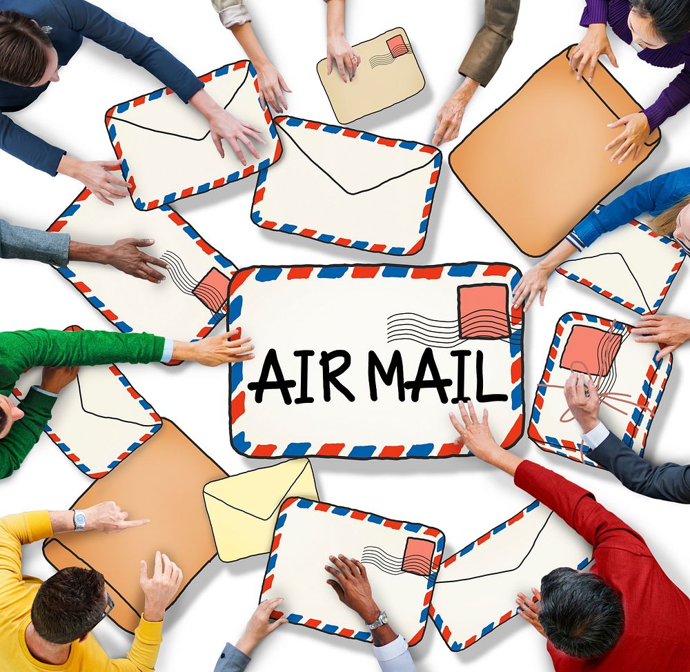 Multiethnic Group of People with Air Mail Concept
