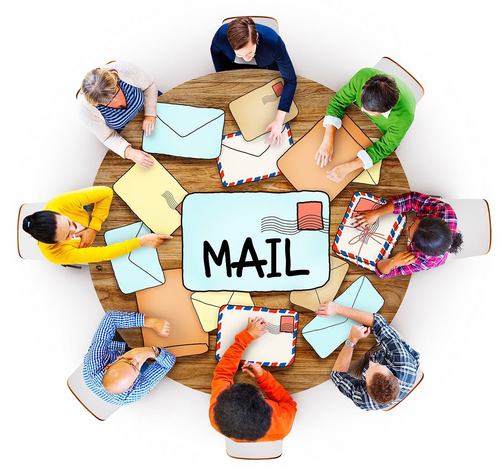 Multiethnic Group of People with Mail Concept