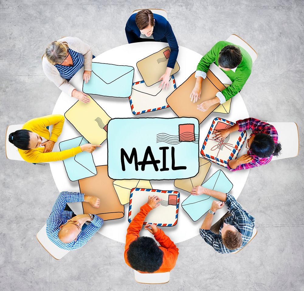 Multiethnic Group of People with Mail Concept