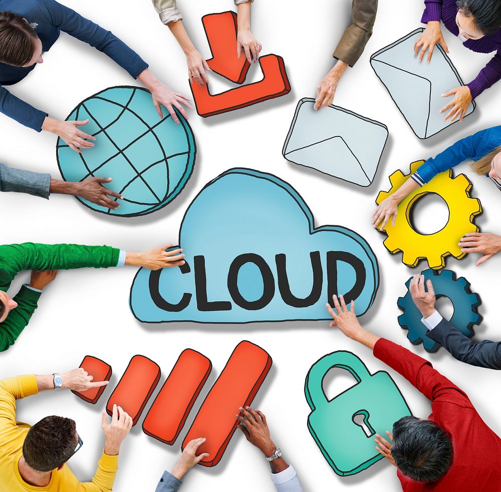 Multiethnic Group of People with Cloud Concept
