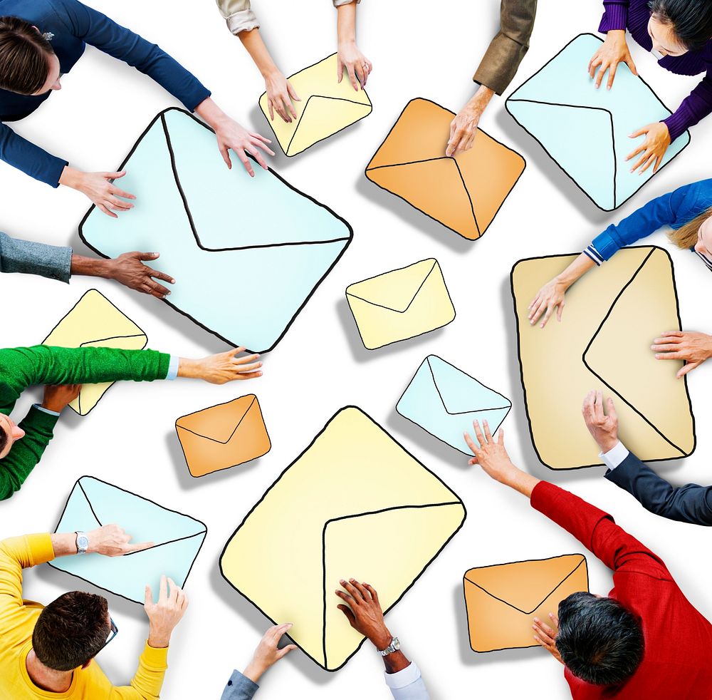 Aerial View of People and E-Mail Concepts
