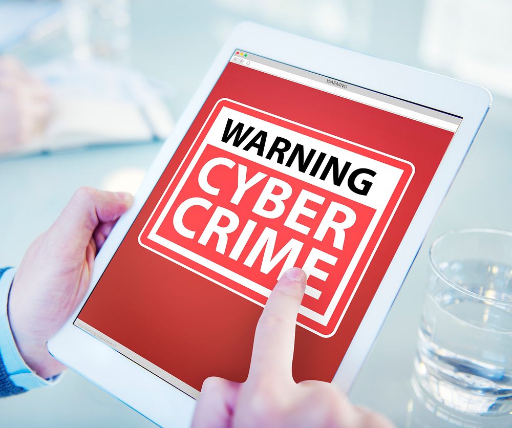 Hands Holding Digital Tablet Cyber Crime
