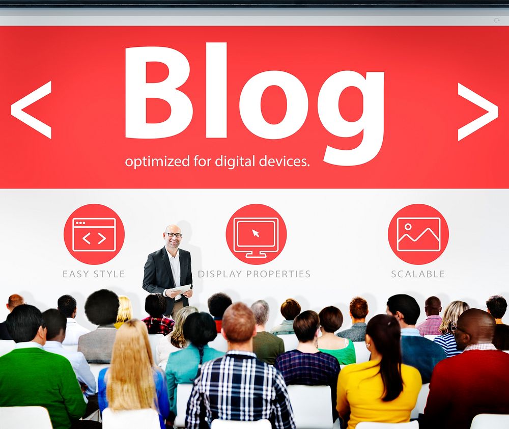 Digital Online Social Media Blog Working Concept