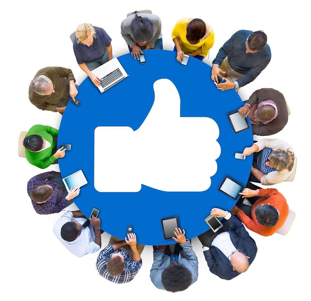 People Social Networking and Thumbs Up Symbol