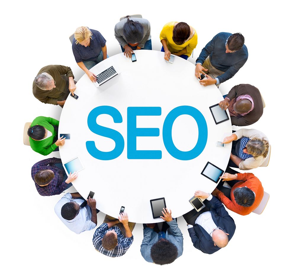 Group of People and SEO Concept