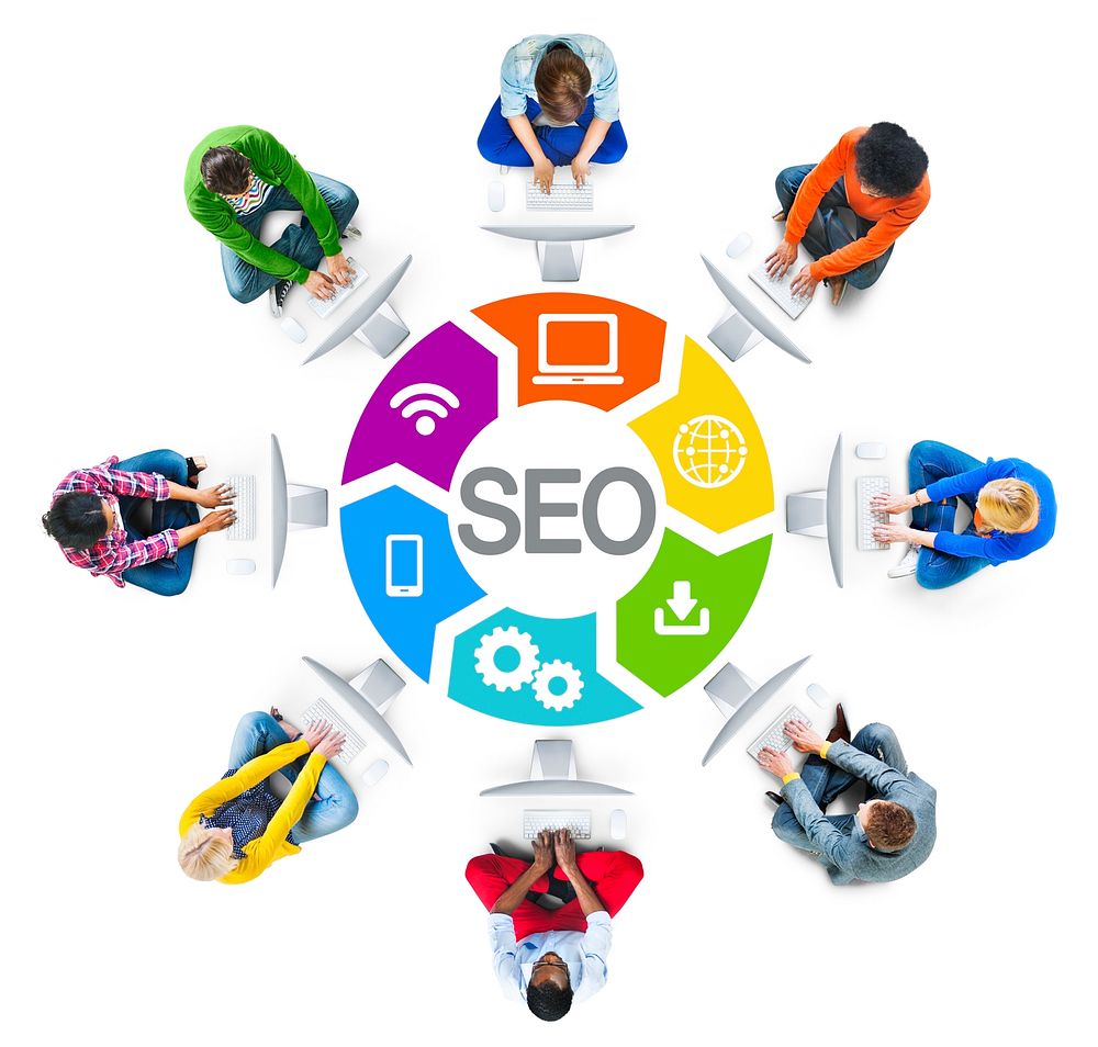 Multi-Ethnic Group of People and SEO Concepts