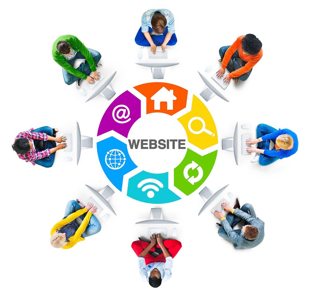 Multi-Ethnic Group of People and Website Concepts