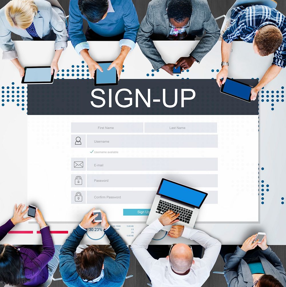 Sign Up Membership Registration Follow Concept