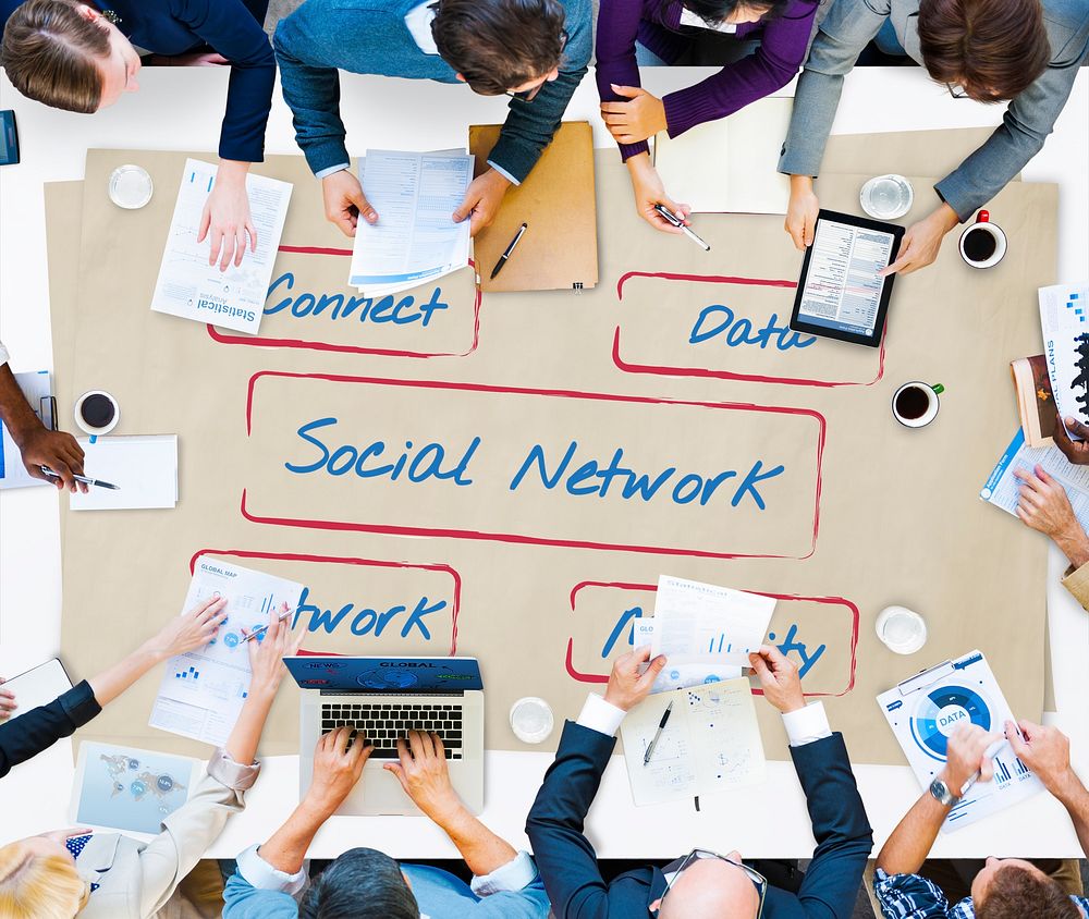 Social Network Box Word Diagram Concept