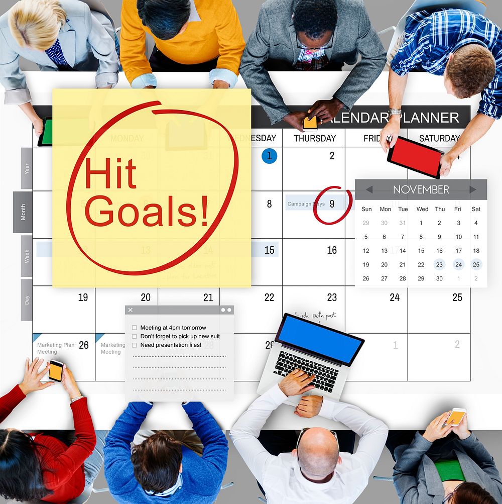 Hit Goals Mission Motivation Target Schedule Concept