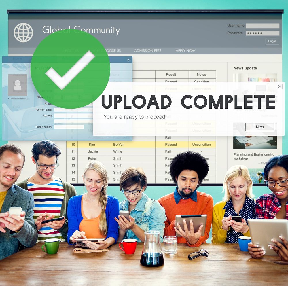 Upload Complete Data Uploading Submit Technology Concept