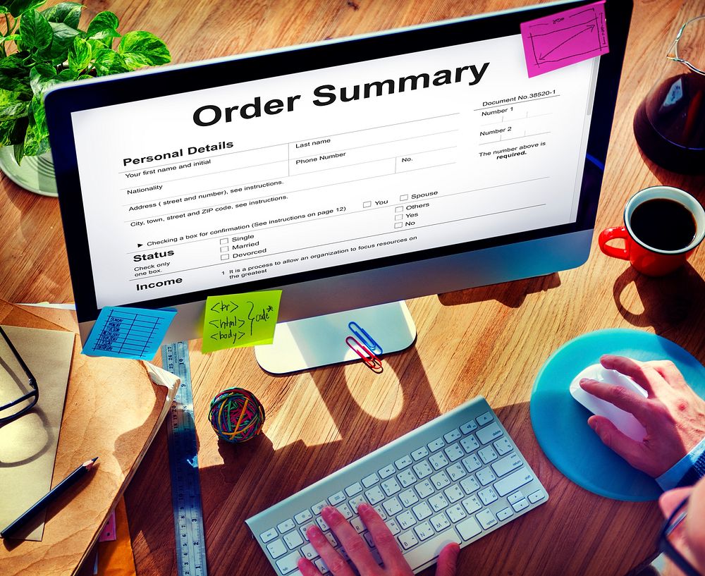 Order Summary Payslip Purchase Order Form Concept