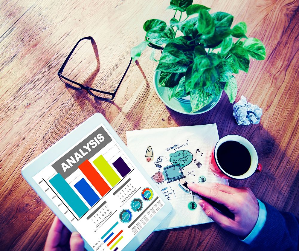 Analysis analyzing information bar graph data concept