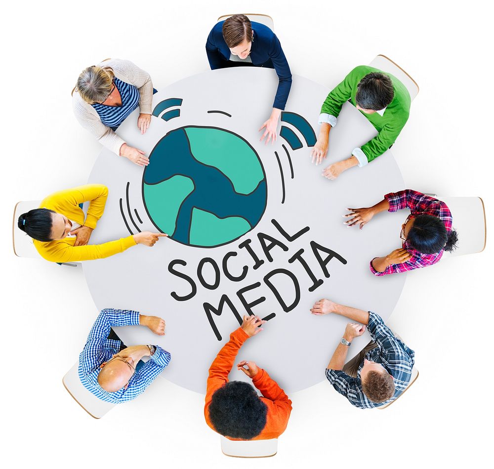 Aerial View of People and Social Media Concepts
