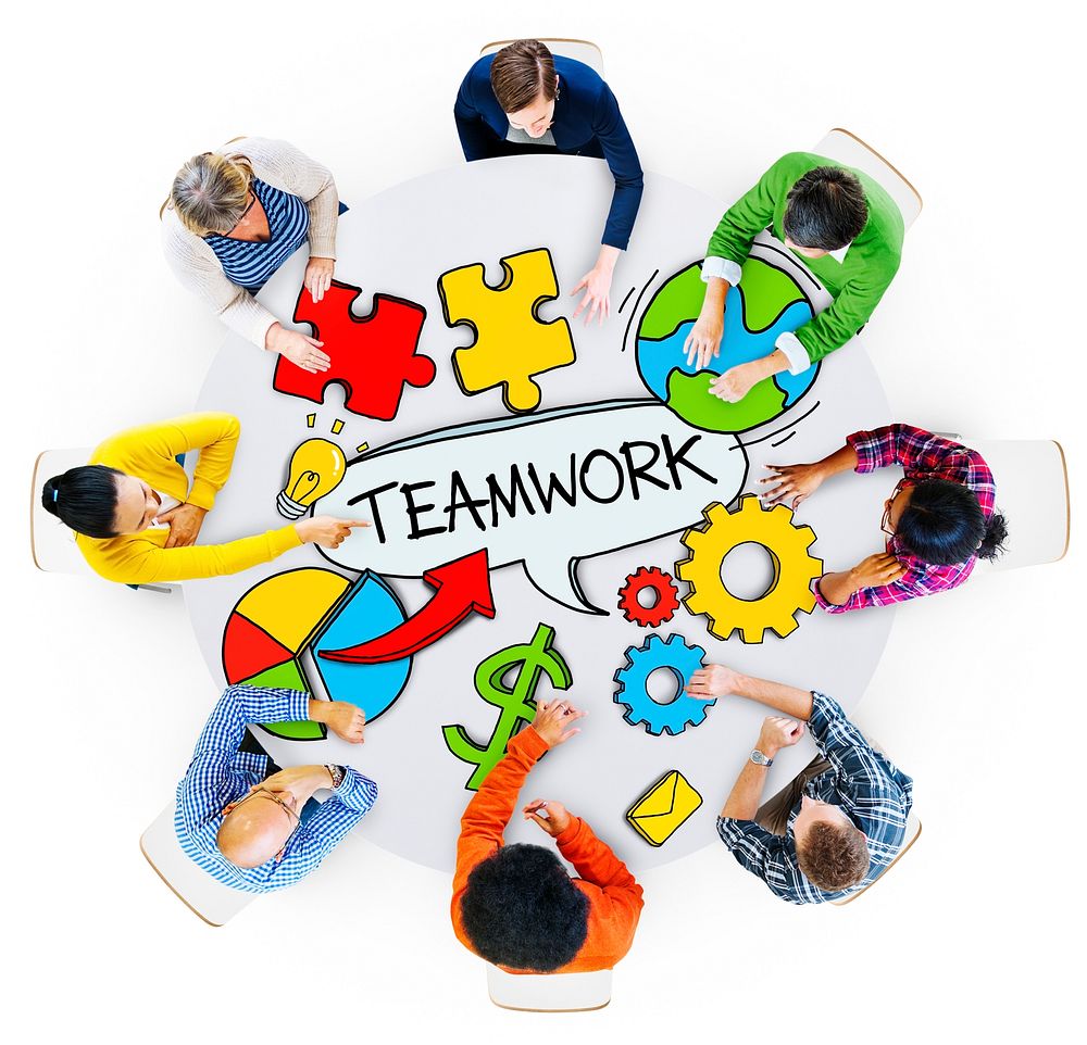 Aerial View of People and Teamwork Concepts