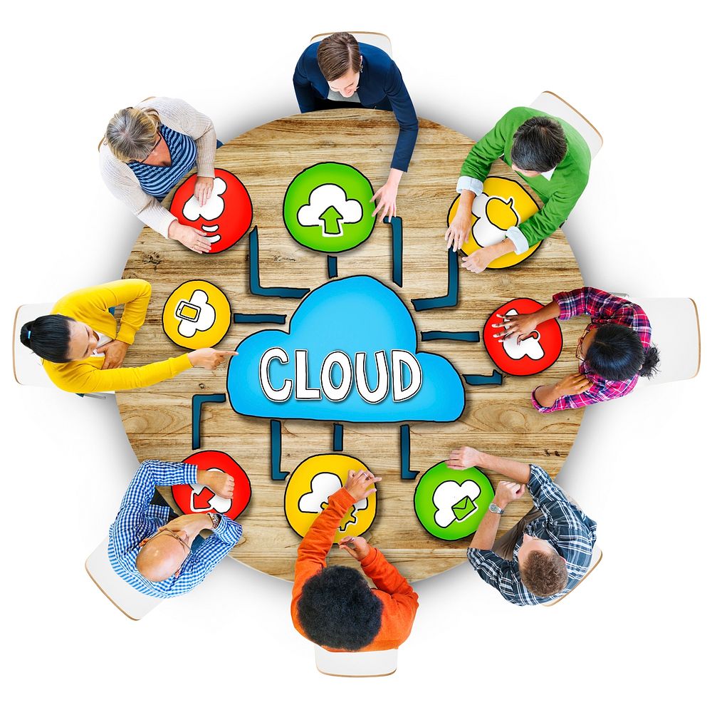 Aerial View Business People Cloud Computing Connection Concepts