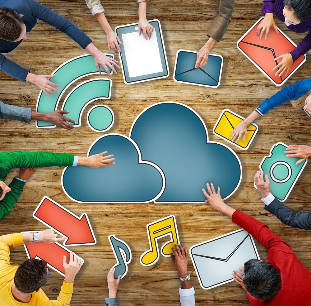 Aerial View Business People Cloud Computing Connection Concepts