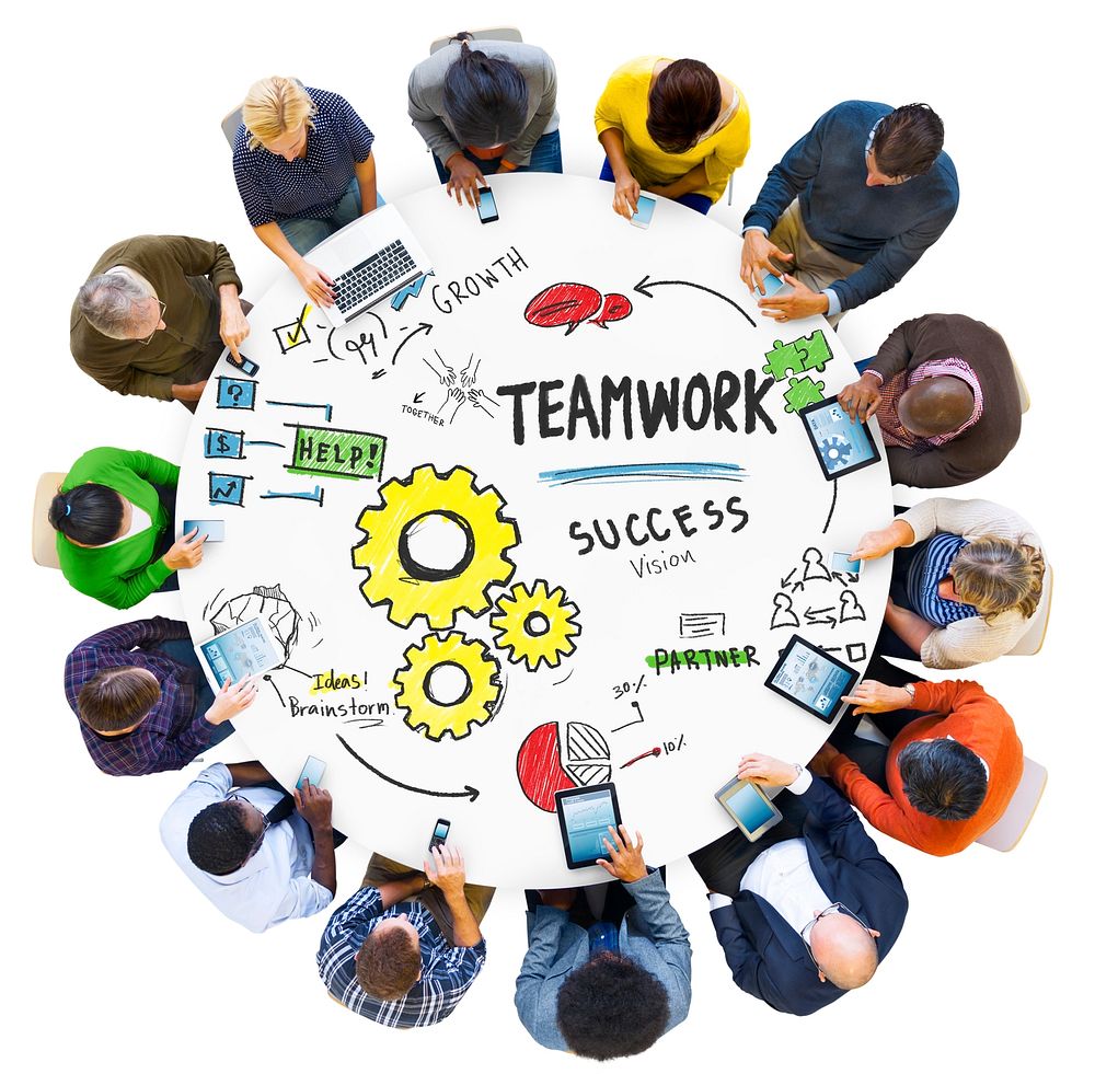 Teamwork Team Together Collaboration Meeting Technology Communication Concept