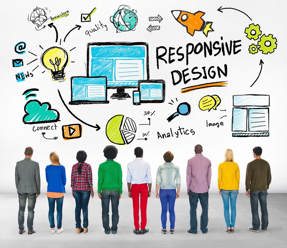 Responsive Design Internet Web People Rear View Concept