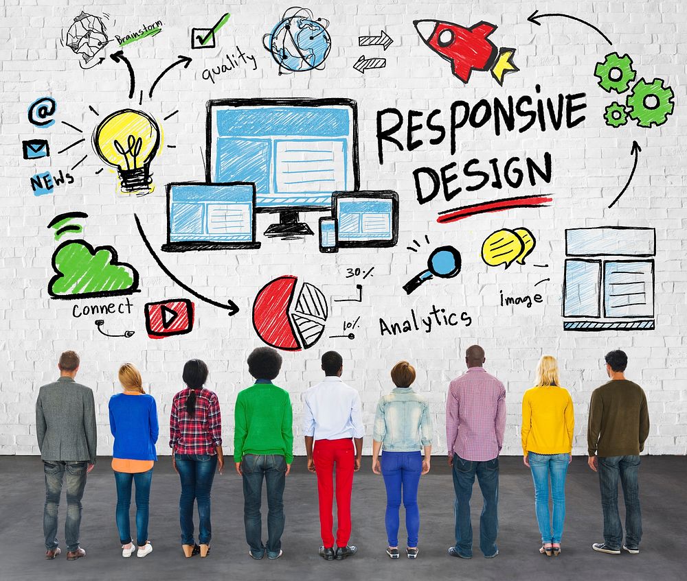 Responsive Design Internet Web People Rear View Concept