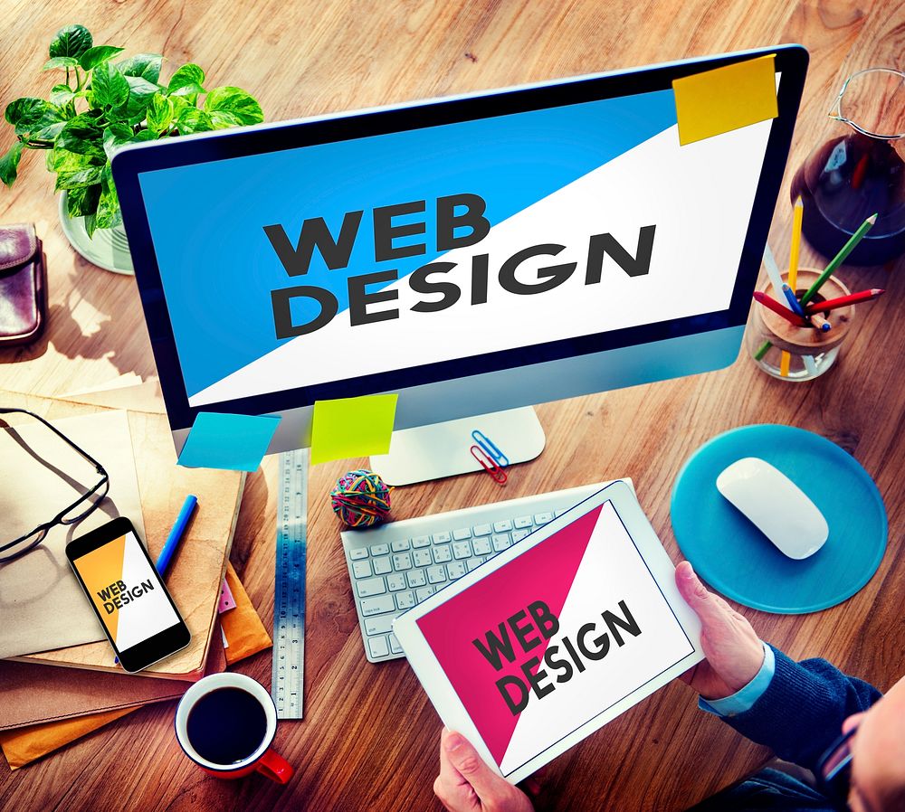 Businessman Connected Devices Web Design Concept