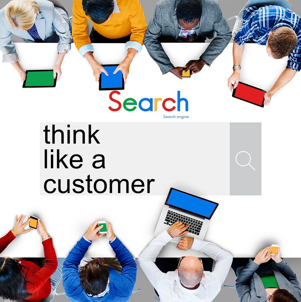 Think Like a Customer Satisfaction Service Marketing Concept